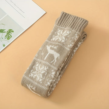 Fair Isle Knit Knee High Socks