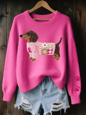 Felt Dachshund Motif Sweater
