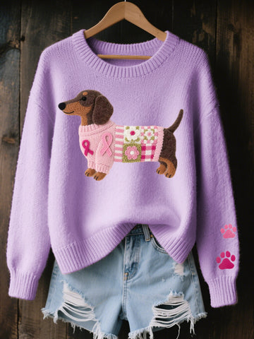 Felt Dachshund Motif Sweater
