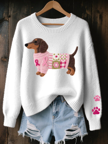 Felt Dachshund Motif Sweater