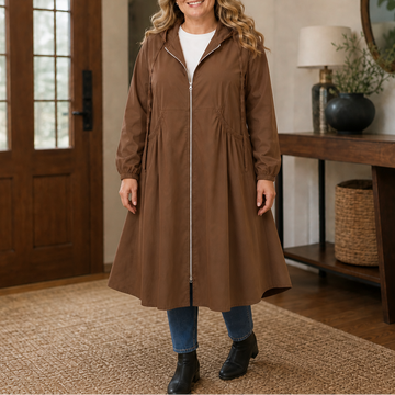 Flared Hem Peplum Rain Jacket