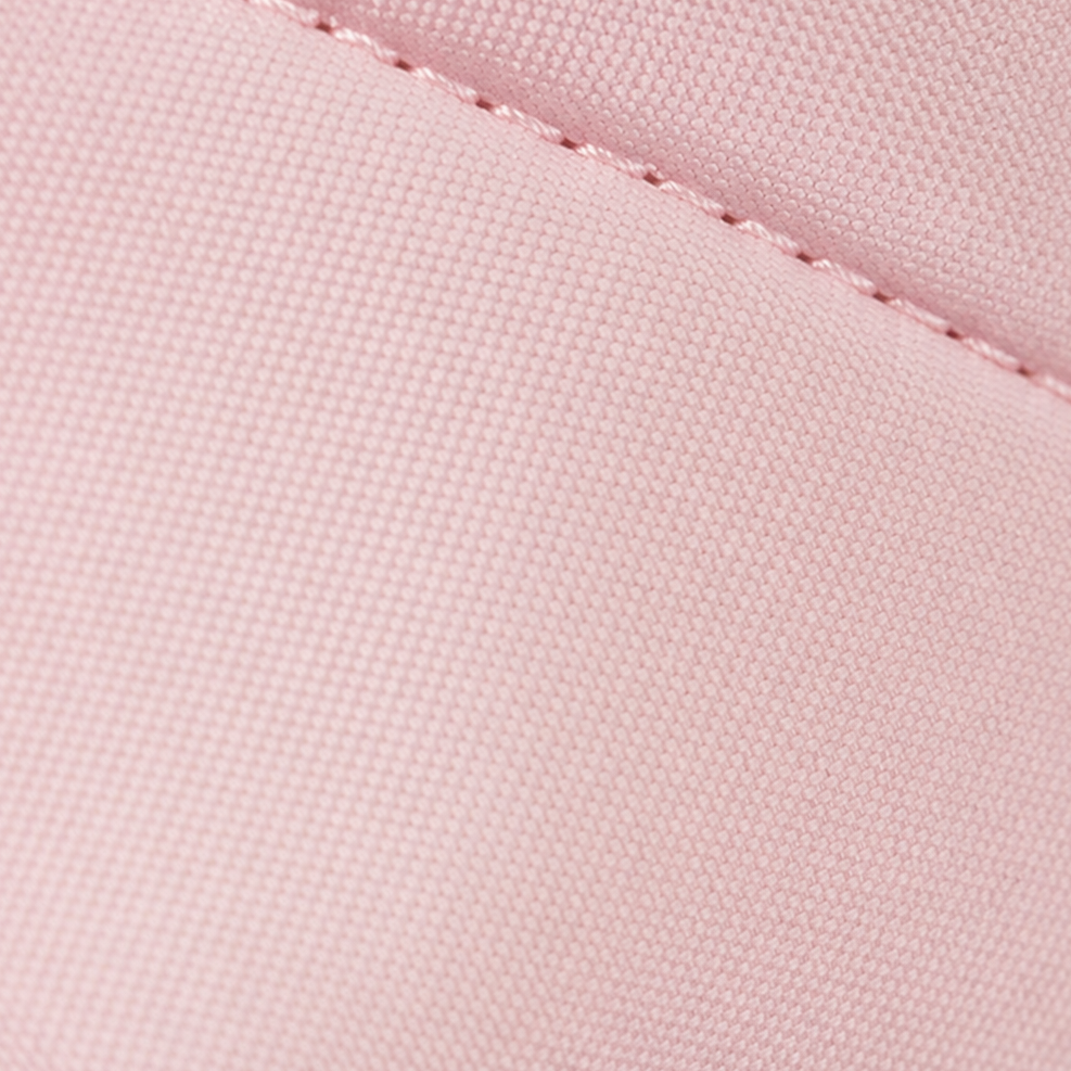 Close up of the quilted pink water resistant upper