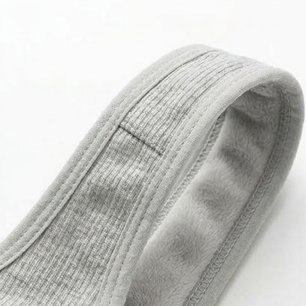 Folded grey ribbed bra band showing its edge