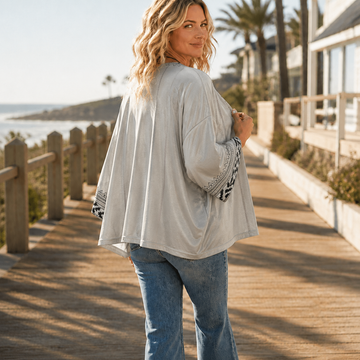 Geometric Print Open Front Cardigan