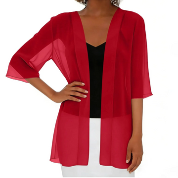 Lightweight Chiffon Open Front Cardigan