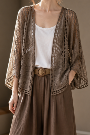 Openwork Lace Oversized Cardigan