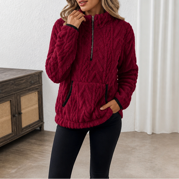 Plush Textured Half Zip Fleece Pullover