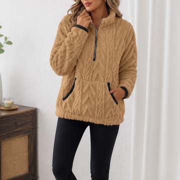 Plush Textured Half Zip Fleece Pullover