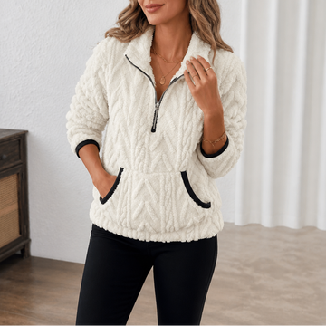 Plush Textured Half Zip Fleece Pullover