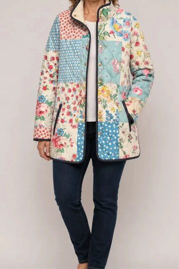 Print Quilted Stand Collar Jacket