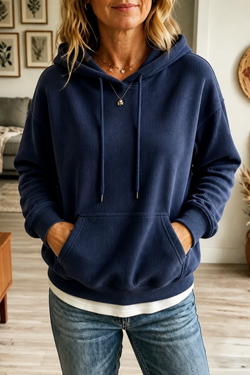 Ribbed Corduroy Look Hoodie