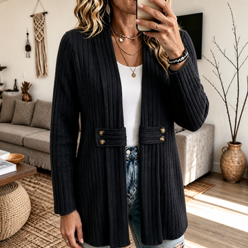 Ribbed Knit Peplum Cardigan