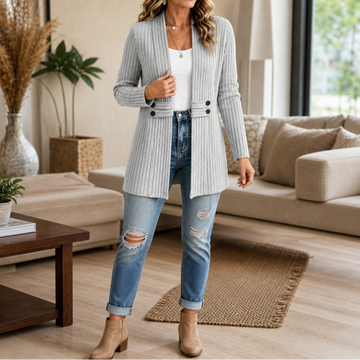 Ribbed Knit Peplum Cardigan