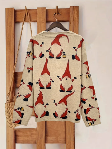 Santa Print Button Cardigan