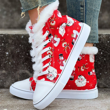 Santa Print High Top Sneakers
