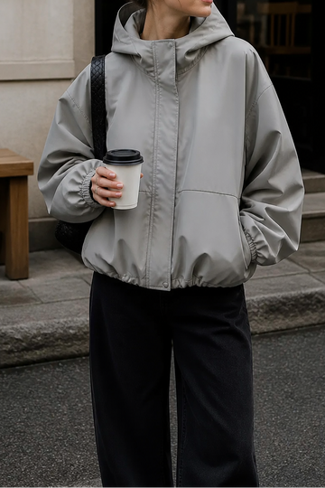 Sculpted Balloon Hem Windbreaker