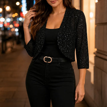 Shimmer Mesh Cropped Bolero
