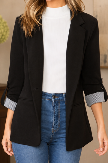 Soft Knit Structured Lapel Blazer