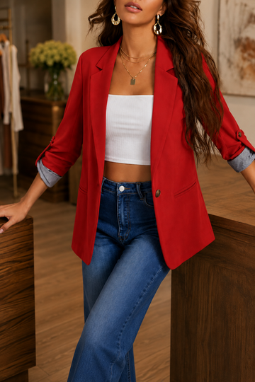Soft Knit Structured Lapel Blazer