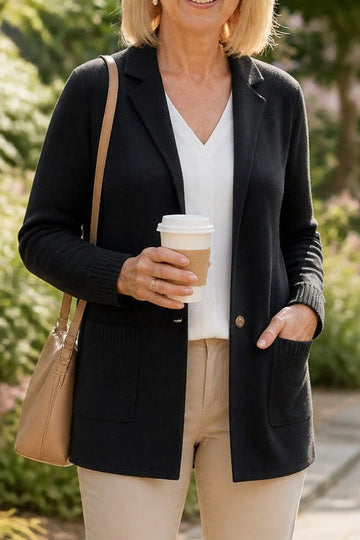 Structured Notch Lapel Cardigan