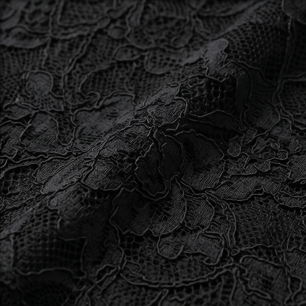 Close-up of the black floral lace on the peplum cami
