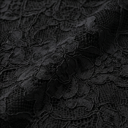 Close-up of the black floral lace on the peplum cami