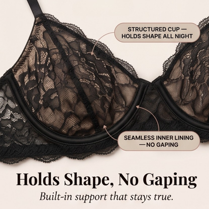 Feature panel with callouts on the structured lace cup