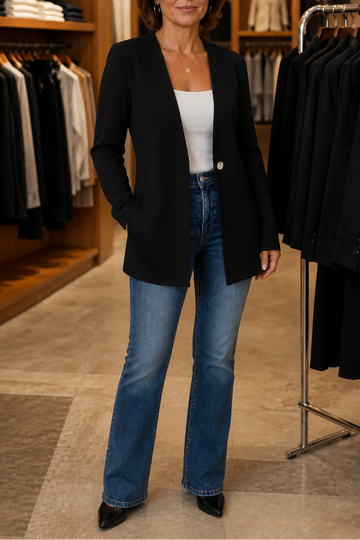 V Neck Single Button A Line Blazer