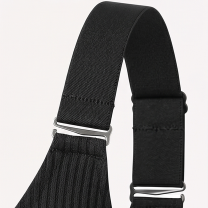 Black ribbed bra strap with a silver slider