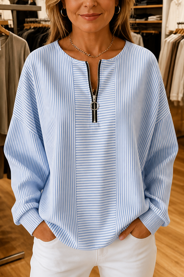 Waffle Knit Quarter Zip Top