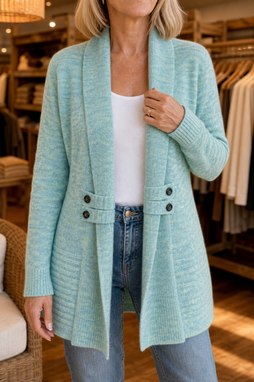 Waist Tab Open Knit Cardigan