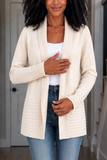 Waist Tab Open Knit Cardigan