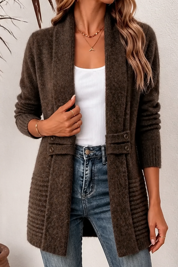 Waist Tab Open Knit Cardigan