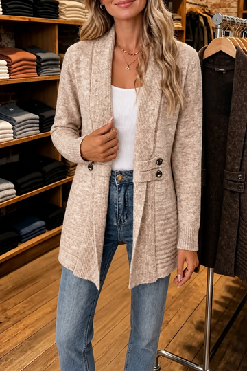 Waist Tab Open Knit Cardigan