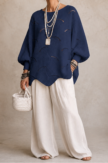 Wave Openwork Batwing Sweater