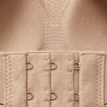 Close-up of the two-row hook and eye back closure