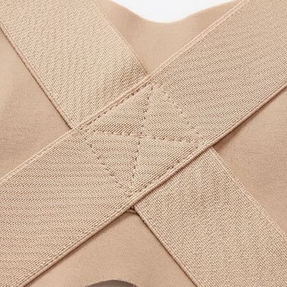 Close-up of the crossed straps at the centre of the back