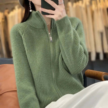 Zip Front Knit Cardigan