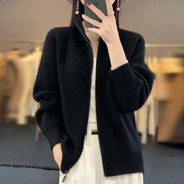 Zip Front Knit Cardigan
