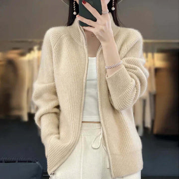 Zip Front Knit Cardigan